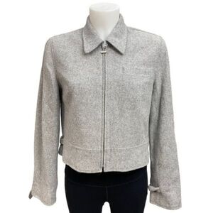 LAUREN Ralph Lauren Gray Wool Angora Blend Ful Zip Cropped Jacket sz 4